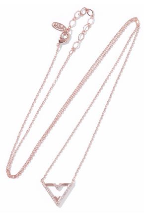ASTRID & MIYU Fitzgerald Triangle 18-karat rose gold-plated crystal necklace,GB 1874378722913886