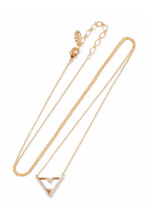 ASTRID & MIYU WOMAN FITZGERALD TRIANGLE GOLD-PLATED CRYSTAL NECKLACE GOLD,AU 1874378722917272