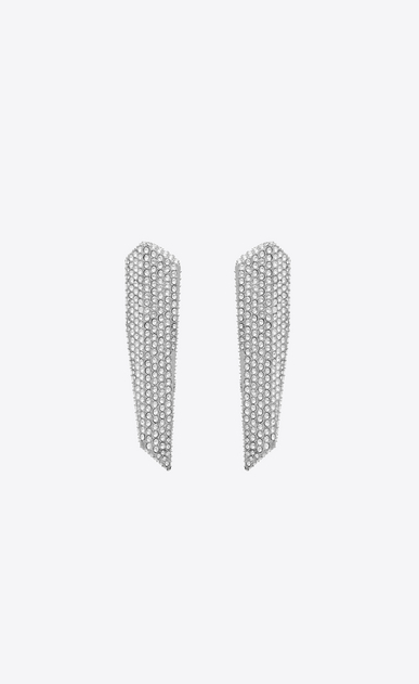 SAINT LAURENT Earrings Woman SMOKING stalactite earrings in silver-tone metal with white crystals a_V4