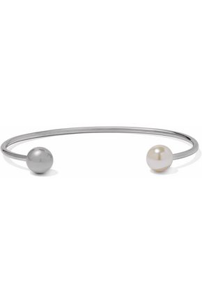 IRIS & INK LUCREZIA 18-KARAT WHITE GOLD-PLATED STERLING SILVER FAUX PEARL CUFF,3074457345619584244