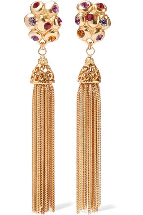 Ben Amun Woman 24 Karat Gold Plated Swarovski Crystal Clip Ben Amun Woman 24 Karat Gold Plated Swarovski Crystal Clip Earrings