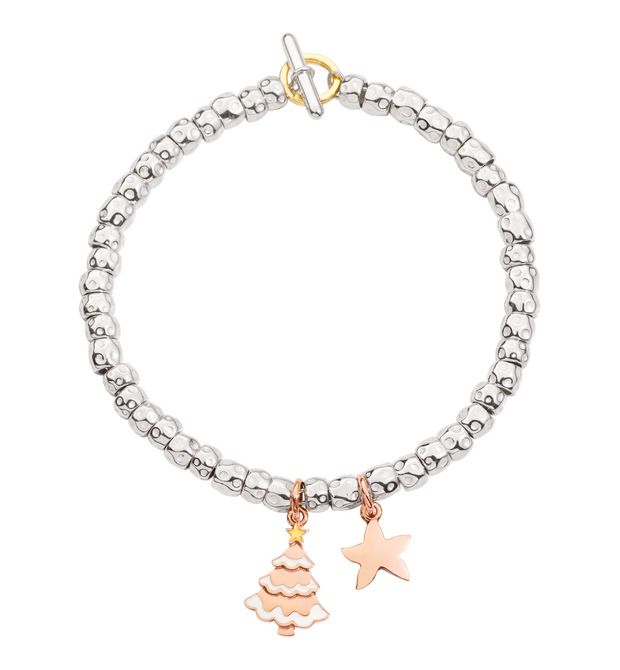 Granelli Bracelet With Star And Christmas Tree Silver 9 Kt Rose Gold Enamel Yellow Gold Dodo Official Online Store