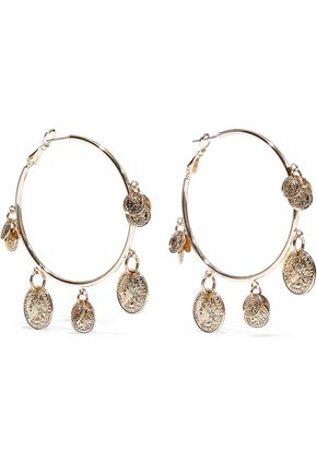 KENNETH JAY LANE 22-karat gold-plated hoop earrings