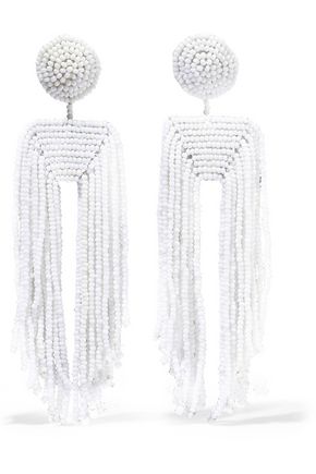 KENNETH JAY LANE Fringed beaded clip earrings