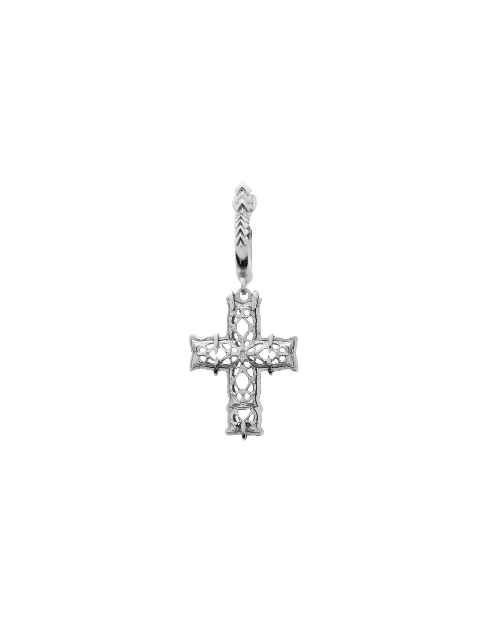 Shop Emanuele Bicocchi Cross Single Small Single Earring Silver Size - 925/1000 Silver