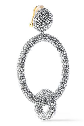 Click to view more detailed imagery on our partner's website Oscar De La Renta Woman Gold-Tone Beaded Clip Earrings Silver