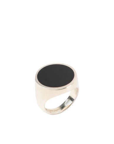 Round Black Enamel Signet Ring Black Size 7 925/1000 silver