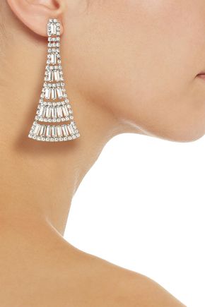 Elizabeth Cole Rhodium-plated Swarovski Crystal Earrings In Silver