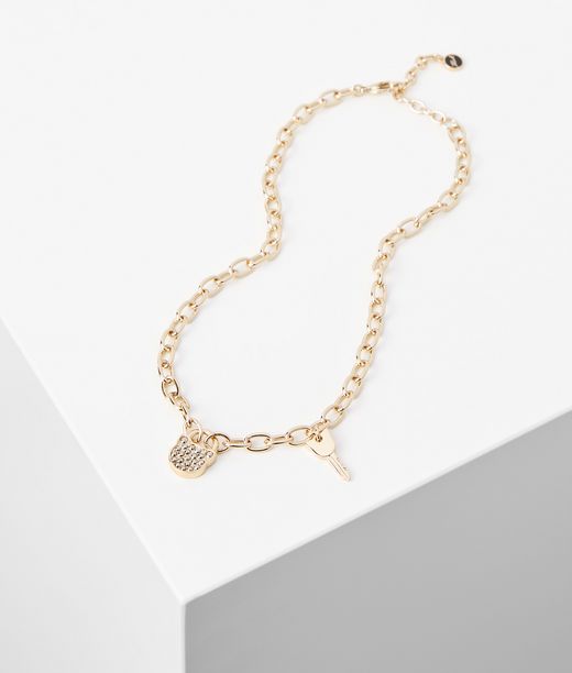 Karl Lagerfeld Femme Collier Choupette K/lock Gold Cuivre, Swarovski, Taille: OneSize