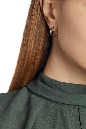 Adina Reyter 14-karat Gold, Enamel And Diamond Hoop Earrings In Black
