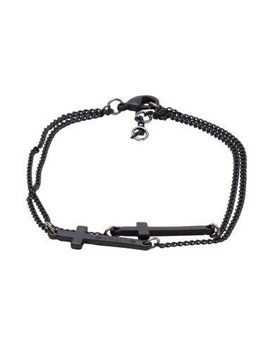 Dsquared2 Man Bracelet Black Size M Brass, Tin Alloy In Black