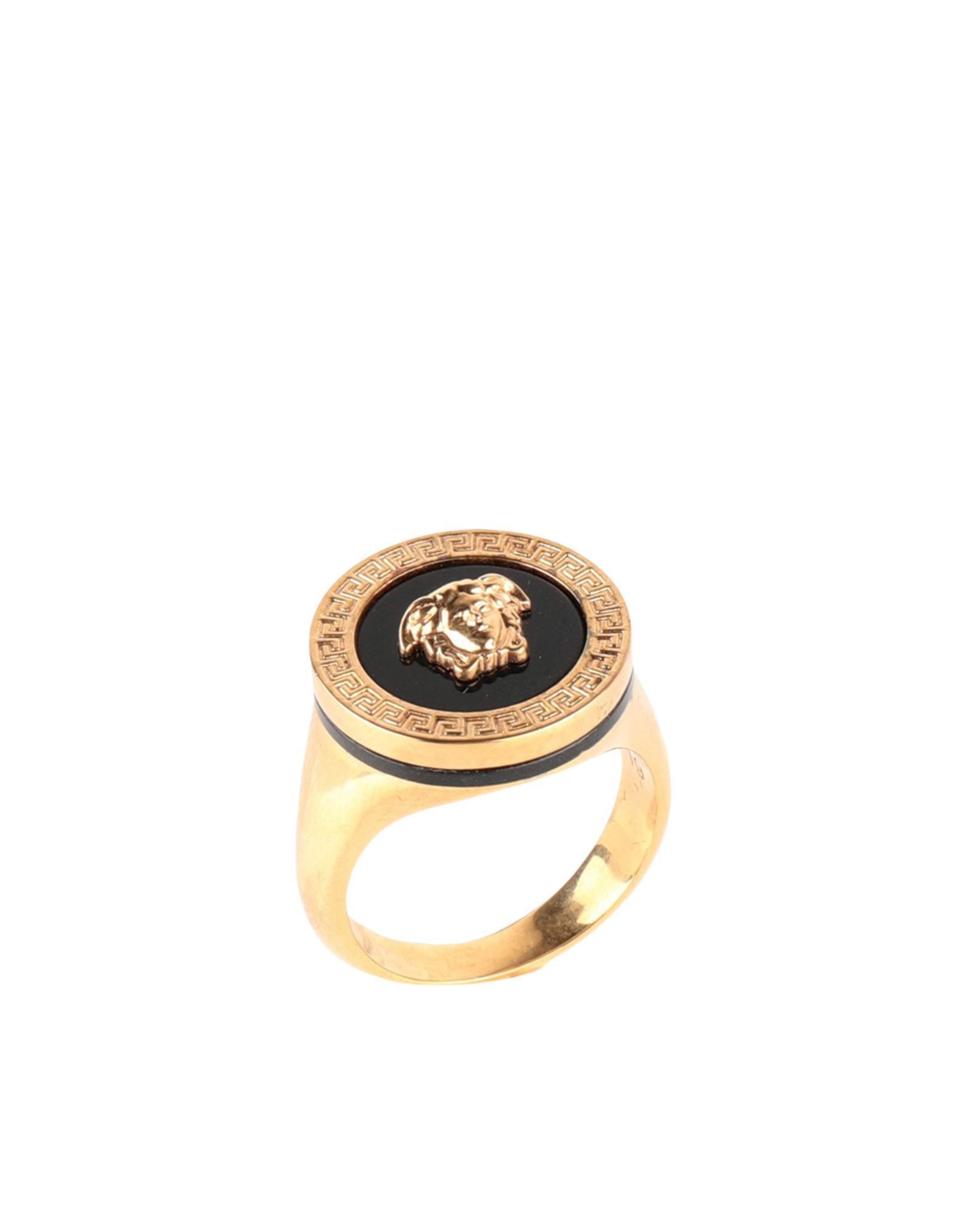 Shop Versace Man Ring Gold Size 9.5 Metal, Resin