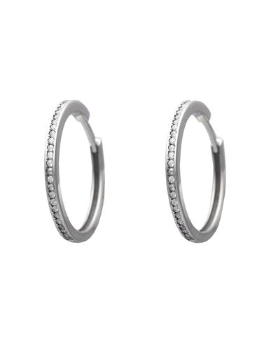 Kurshuni Huggie Hoop - Sezione Quadrata Woman Earrings Silver Size - 925/1000 Silver, Cubic Zirconia In Metallic