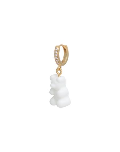 Crystal Haze Nostalgia Bear Hoop Woman Single Earring White Size - Brass, 750/1000 Gold Plated, Cubi