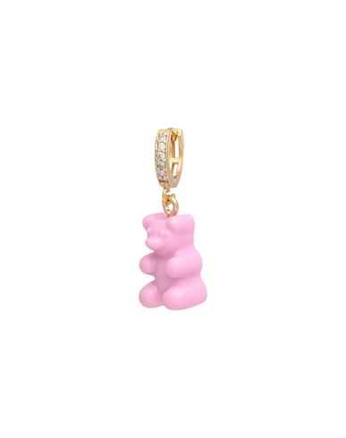 Crystal Haze Nostalgia Bear Hoop Woman Single Earring Pink Size - Brass, 750/1000 Gold Plated, Cubic