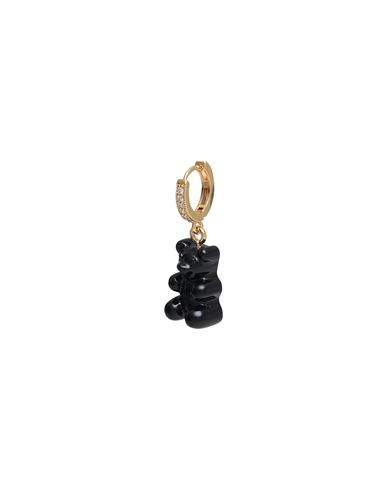 Shop Crystal Haze Nostalgia Bear Hoop Woman Single Earring Black Size - Brass, 750/1000 Gold Plated, Cubi