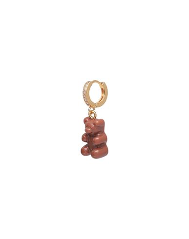Crystal Haze Nostalgia Bear Hoop Woman Single Earring Brown Size - Brass, 750/1000 Gold Plated, Cubi