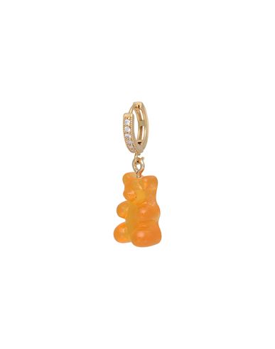 Crystal Haze Nostalgia Bear Hoop Woman Single Earring Orange Size - Brass, 750/1000 Gold Plated, Cub In Yellow