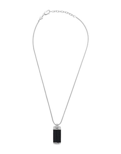 Fossil Man Necklace Silver Size - Stainless Steel, Soft Leather