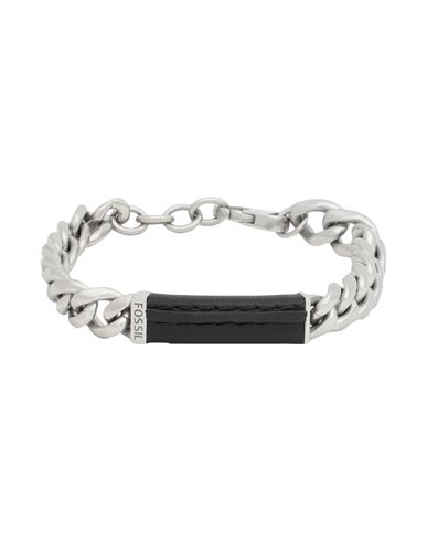 Fossil Man Bracelet Silver Size - Stainless Steel, Soft Leather