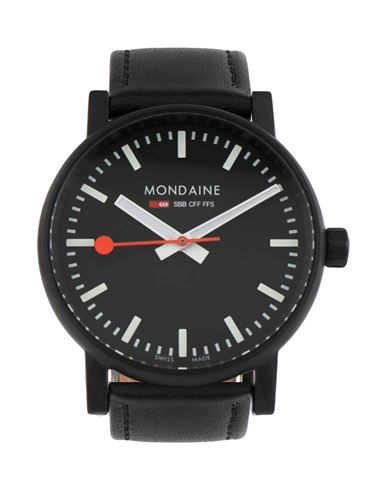Mondaine Woman Wrist Watch Black Size - Soft Leather, Stainless Steel