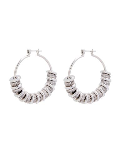 Luv Aj The Pave Washer Hoops Woman Earrings Silver Size - Brass, Crystal