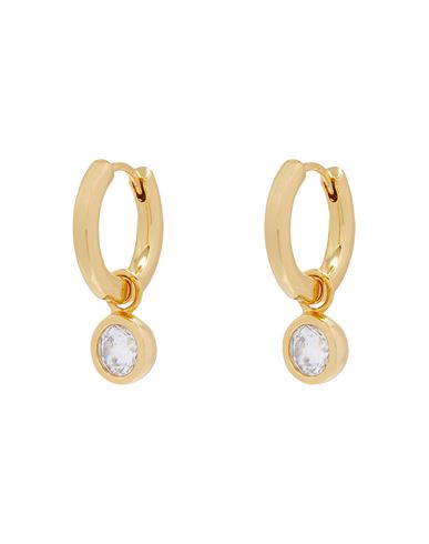 Luv Aj The Bezel Charm Huggies Woman Earrings Gold Size - Brass, Crystal