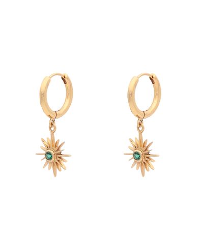 Shop Shyla Felicity Huggie Earrings Woman Earrings Emerald Green Size - 925/1000 Silver, Glass