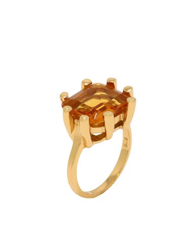 Shyla Square Claw Ring Woman Ring Orange Size 9.25 925/1000 Silver, Glass