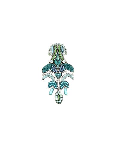 Ayala Bar Woman Brooch Turquoise Size - Brass, Crystal, Glass, Resin In Green
