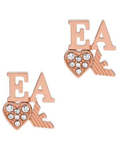 Emporio Armani Woman Earrings Rose Gold Size - Stainless Steel, Crystal