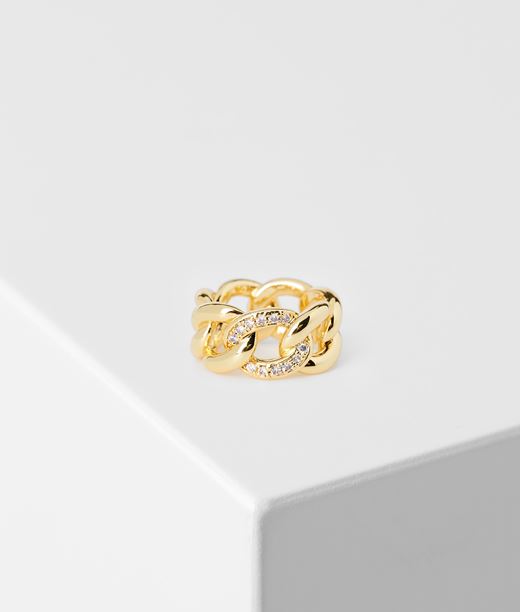 Woman K/autograph Chain Ring Gold 95% Brass - 5% Cubic Zirconia - Size: L