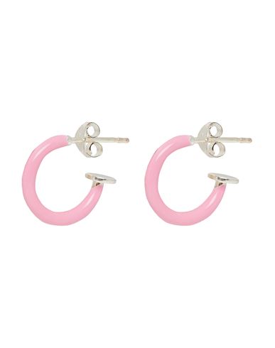 8 By Yoox Gold Plated 925 Lacquered Hoops Woman Earrings Pink Size - 925/1000 Silver, Enamel