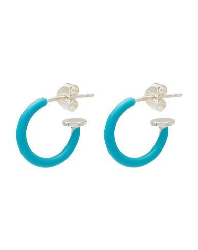 8 By Yoox Gold Plated 925 Lacquered Hoops Woman Earrings Turquoise Size - 925/1000 Silver, Enamel In Blue