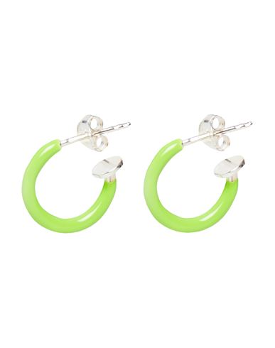 8 By Yoox Gold Plated 925 Lacquered Hoops Woman Earrings Acid Green Size - 925/1000 Silver, Enamel