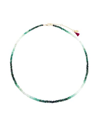 Shashi Aisha Necklace Woman Necklace Green Size - Hardstone, 585/1000 Gold Plated