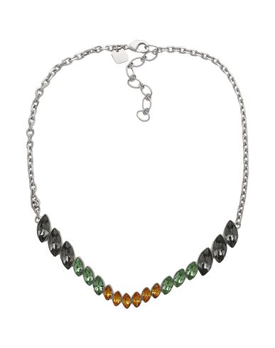 Ca&lou Ca & Lou Evelyn Sl Woman Necklace Silver Size M Brass, Crystal In Multi