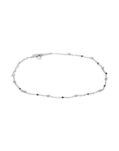 Kurshuni Dots Black Woman Ankle Bracelet Silver Size - 925/1000 Silver, Enamel