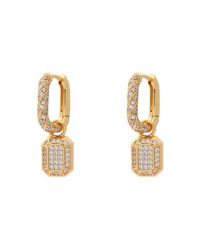 Shop Luv Aj Faceted Diamond Huggies Woman Earrings Gold Size - Brass, Cubic Zirconia