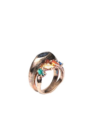 Voodoo Jewels Maniae Ring Woman Ring Gold Size 6.75 Bronze, Hardstone, Resin