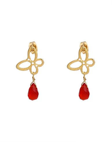 Taolei Woman Earrings Red Size - Metal, 750/1000 Gold Plated