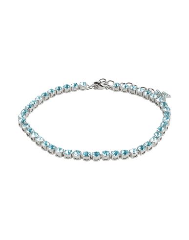 Amina Muaddi Woman Ankle Bracelet Turquoise Size - Crystal, Metal In Blue