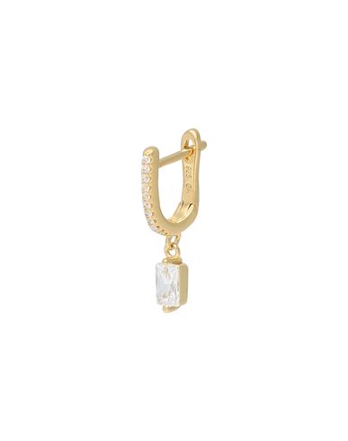 Oval Middle Dot Woman Single Earring Gold Size - 925/1000 Silver, 750/1000 gold plated, Cubic zirconia