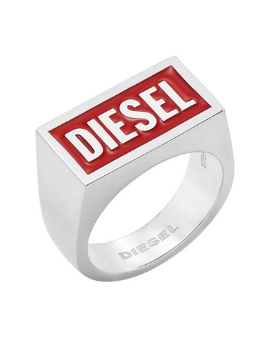 Diesel Stainless Steel Logo Ring In Silver