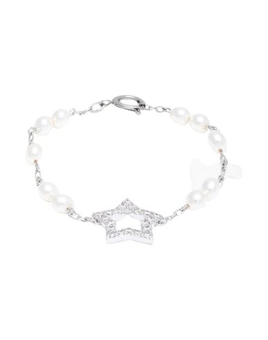 Swarovski Stella Bracelet, Crystal Pearls, Star, White, Rhodium Plated Woman Bracelet Silver Size -