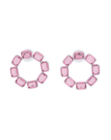 Swarovski Millenia Hoop Earrings, Circle, Octagon Cut, Pink, Rhodium Plated Woman Earrings Pink Size