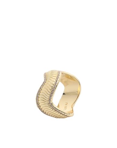 Luv Aj The Wavey Snake Chain Ring- Gold Woman Ring Gold Size 6 Brass, Cubic Zirconia