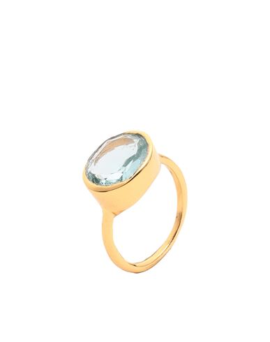 Shyla Woman Ring Sky Blue Size M 925/1000 Silver, Glass, 916/1000 Gold Plated