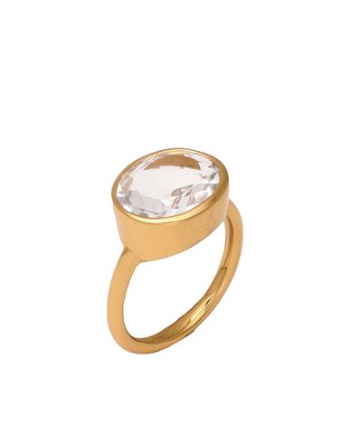 Shyla Woman Ring Transparent Size L 925/1000 Silver, Glass, 916/1000 Gold Plated