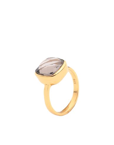 Shyla Woman Ring Steel Grey Size M 925/1000 Silver, Glass, 916/1000 Gold Plated